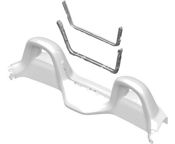 Parts needed to retrofit the wind deflector slot to a Porsche Boxster roll-bar cover